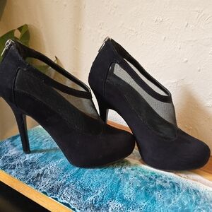 Elegant Black Mesh Women's Heels